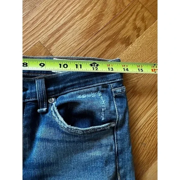 Rag & Bone Jeans Sz 27x 25” Inseam Frayed Hem Cropped High Rise Distressed Dark  - Picture 12 of 12